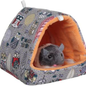 TeTupGa Guinea Pig Hamster House Bed Cute Rat Hammock Parrots Bird Nest Plush Mini Hanging Cave Beds Hut Hamster Bedding Hideout for Ferret Hedgehog Chinchilla (M-15 * 15 CM)