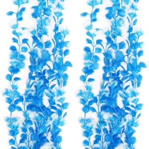 WEkiva Pack of 2 Sky Blue Grass Cluster Aquarium Décor Plastic Plants Large 21 Inches Tall