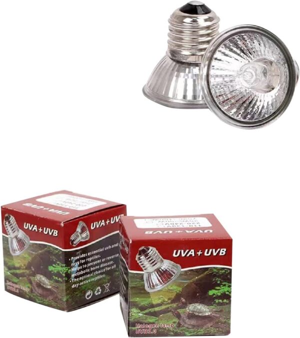 yanhe 50W UVA UVB Bulbs for Tortoise Heat Lamp Halogen Basking Bulb for Aquarium Reptile Lizards Turtle Snakes- 2 pcs