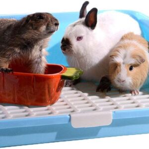 Oncpcare Super Large Rabbit Litter Box, Small Animal Restroom Square Rabbit Litter Toilet Chinchilla Potty Trainer Guinea Pig Litter Tray for Mink Squirrel Weasel