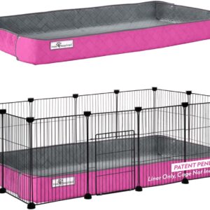 Paw Inspired Critter Box Washable Cage Liner, Reversible Fleece Bedding with Raised Sides for Guinea Pigs and Other Small Animals (2x4 (12" Grids), Gray/Pink)