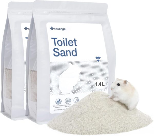 Niteangel Training Litter Potty Sand - Hamster Sand Bath for Syrian Dwarf Hamsters Gerbils Mice Lemming Degus or Other Small-Sized Pets ((1.4 L X 2 - Blue Label)