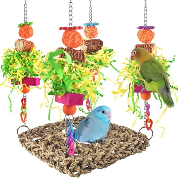 Parrot Toys, ERKOON Cockatiel toys, Budgie toys, Parrot Swing Chewing Toy for Conures, Cockatiel, African Grey Parrot, Cockatoos and a Variety of Amazon Parrots