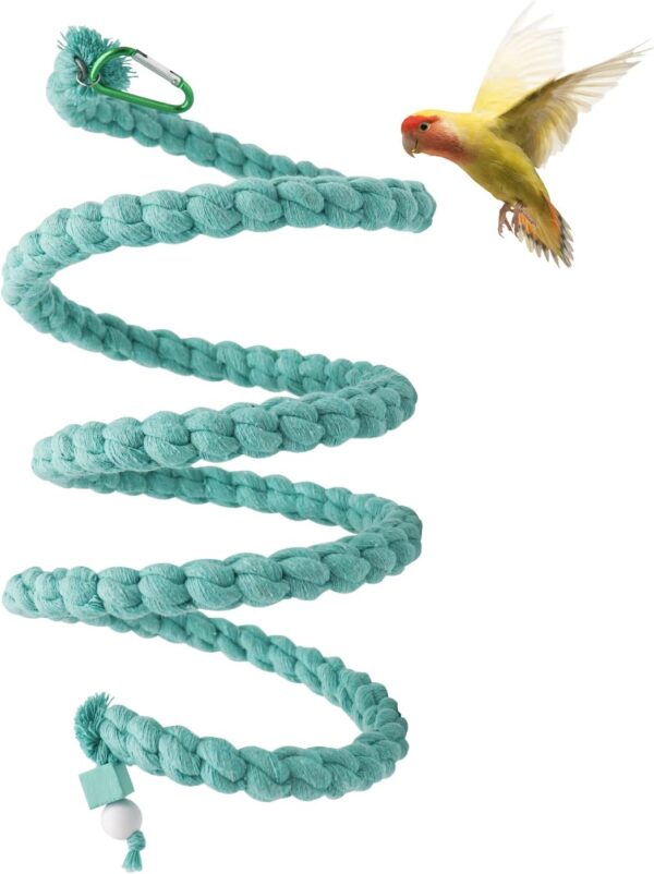 Dnoifne 150 cm Extra Long Bird Rope Perch, Bird Spiral Rope Swing Toy, Bird Cage Stand Pole Accessories, Bird Standing Climbing Toy for Parrot Parakeet Budgies Lovebirds Cockatiels