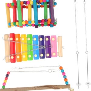 BELLIFFY 1 Set Parrot Foraging Set Parrot Chew Toys Cockatiel Toys for Bird Cage Bird Cage Toys Chicken Toys for Chicks Pet Hanging Plaything Chicken Swing Toys Chicken Coop Toys Wood