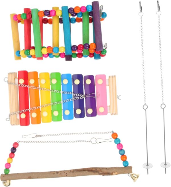 BELLIFFY 1 Set Parrot Foraging Set Parrot Chew Toys Cockatiel Toys for Bird Cage Bird Cage Toys Chicken Toys for Chicks Pet Hanging Plaything Chicken Swing Toys Chicken Coop Toys Wood