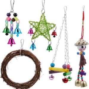 BELLIFFY Parrot Toy Wiggles Toys Bird Climbing Toy Parrot Chewing Toy Bird Toy Parakeet Toys Hanging Bell Beaks Toy Pet Parrot Bell Toy Bird Swing Bird Cage Bird Hanging Bell Toy Wooden