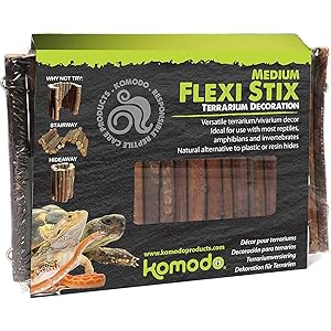 Komodo Flexi Stix, Medium, Terrarium or Vivarium Décor, Suitable for reptiles