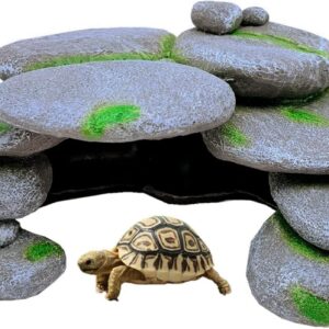 M2cbridge Reptile Hide Resting Step Ledge Cave Hideout Turtle Basking Platform – Great for Reptiles, Amphibians, and Fish (Pebble Arch Cave)