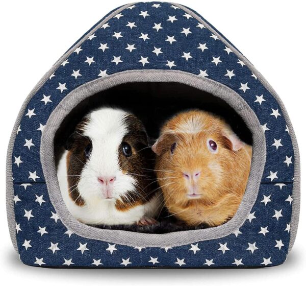 RANYPET Guinea Pig Bed - Cave Cozy Hamster House Large Hideout for Guinea pig Ferret Hedgehog Chinchilla Bearded Dragon Winter Nest Hamster Accessories Blue