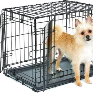 New World Newly Enhanced Double Door 60.96 cm (24-Inch) Dog Crate for Small Dog Breeds; Includes Leak-Proof Pan, Floor Protecting Feet, & New Patented Features; B24