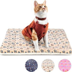 Kekuningan Cat Bed for Indoor Cats Washable Flat Kitten Bed Blanket Soft Warm Pet Pad for 18 inch Cage Small Dog Bed Mat Mattress Puppy Crate Pillow Reversible Extra Small 45x37cm