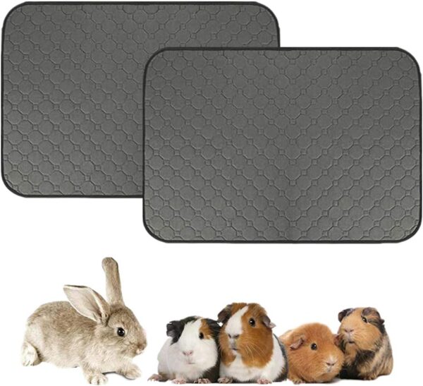 Guinea Pig Fleece Cage Liners, Pet Washable Pee Pad, Waterproof Reusable Dog Cat Mat, Anti Slip Small Animals Bedding with Super Absorben - 18"x 24" (2pcs-S)