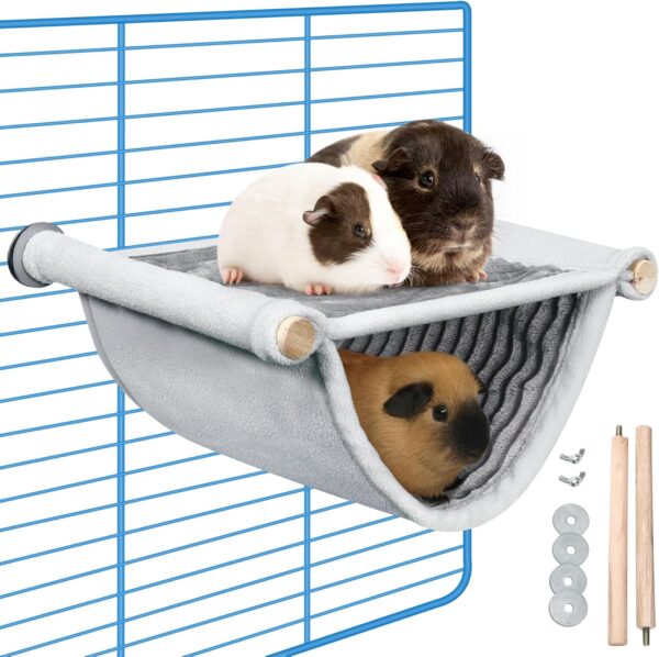 Hamster Hammock House, Washable Guinea Pig Bed, Mouse Rat Hammock Hanging Swing Winter Warm Bed Small Pet Animal Double Layer Suger Glider Cage Tent Hut Nest for Hamster Squirrel Playing Sleeping