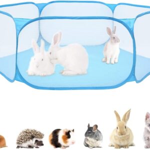 Small Animals Cage Tent Breathable Transparen Foldable Pet Playpen Pop Open Exercise Fence Portable Yard Outdoor Indoor for Hamster,Guinea Pig,Rabbits, Chinchillas and Hedgehogs