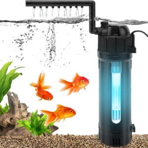 Victop Submersible Aquarium Internal Filter Fish Tank Filter with 8W UV Steriliser, 650 L/H Water Pump 5-in-1 Aquarium Filter Fit for 150-300L Fish Tank