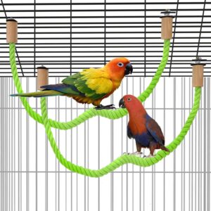 2 Pack Bird Hemp Rope Perch Swing Bird Cage Stand Pole Accessories Parrot Bird Perch Stand Paw Grinding Standing Climbing Perch for Parrot, Cockatiels, Parakeets, Budgies, Lovebirds