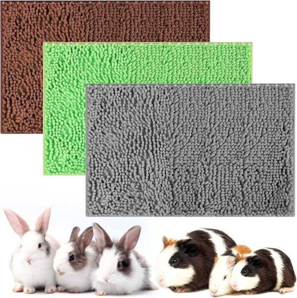 3 Pcs Guinea Pig Bedding Reusable Small Animal Guinea Pig Bed Fleece Guinea Pig Pee Pad Absorbency Washable Pet Soft Guinea Pig Cage Liner for Guinea Pigs Bunny Hamsters House (Coffee, Green, Gray)