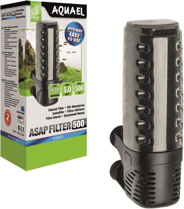 Aquael Internal Aquarium Filter ASAP - Works well in shallow water – perfect for aqua-terrariums, High-performance, efficient water filtration (Filtr ASAP 300 (Aquarium up to 100L))