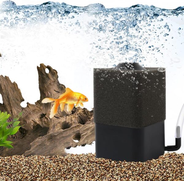 Aquarium Sponge Filter,Submersible Fish Tank Filters Ultra Silent Internal Foam Aquarium Aeration Bio Sponge Corner Filter for 5-91L Breeding Fry Shrimp Snails Betta Tank with Filtered Ceramic Balls