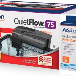 Aqueon Bundle of QuietFlow Power Aquarium Filter and 3 Replacement Aquarium Filter Cartridges