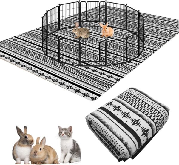 BNOSDM 91" X 63" Extra Large Rabbit Cage Liners Washable Reusable Bunny Bedding Pets Dog Whelping Pads with Anti Slip Bottom Pad Rug for Dogs Chinchillas Cats Guinea Pigs Ferrets