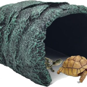 BNOSDM Reptile Hideout,Large Tortoise Hide Cave Shelter,Resin Rock,Bearded Dragon Hideaway,Turtle Basking Platform,Reptiles Habitat Decor Tank Accessories for Lizards Gecko Snakes Chameleon Frogs