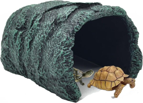 BNOSDM Reptile Hideout,Large Tortoise Hide Cave Shelter,Resin Rock,Bearded Dragon Hideaway,Turtle Basking Platform,Reptiles Habitat Decor Tank Accessories for Lizards Gecko Snakes Chameleon Frogs