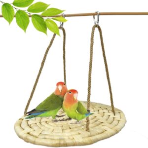 Bird & Parrot Swing Toys, Bird Swing Hammock Bed, Bird Climbing Hanging Hammock, Natural Bird Corn Husk Hammock Swing Mat, Bird Foraging Mat for Birds Parakeets Lovebirds Budgie Canary