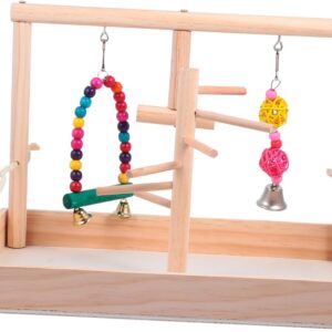 COSMEVIVI 1 Set Parrot Standing on The Bar Parrot Swing Perch Parrot Climbing Bird Cages for Cockatiels Pigeon Perch Bird Swing Parrot Playground Parrot Gym Toy Stand Post Wooden Khaki