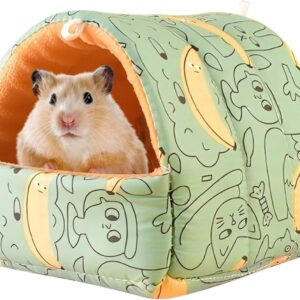 CutitiUU Guinea Pig Bed Hamster House Soft Warm Cage Cave Large Hamster Small Animal Beds Hideout Warm Hanging House Bed for Guinea Pig Bunny Hamster Chinchilla Ferret Rabbit (Green)