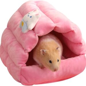 CutitiUU Guinea Pig Bed,Winter Warm Hamster Bed,Cozy Nest Cage Accessories,Small Pet Snuggle Cave Warm Washable,for Little Rabbits,Guinea Pigs,Hamsters,Chinchilla,and Other Small Pets (Pink)