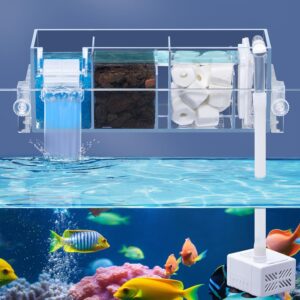 DXOVEEN Hang on Back Aquarium Filter 10-20 Gallon Fish Tank Filter,Aquarium Box Filter for Small Fish Tank Filter and Turtle Tank Filter with Waterfall and Adjustable Water Flow