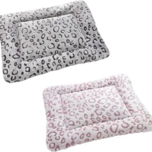 DiiWmme 2 Pcs Guinea Pig Bed Mat,Warm Fluffy Rabbit Bed Small Animal Plush Bedding,Washable Guinea Pig Bedding Mat Sleeping Pad Indoor for Kitten Rabbit Chinchilla Hamster,35x26cm(Leopard Print)