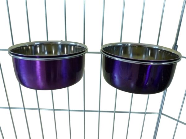 Ellie-Bo Pair of Dog Bowls For Crates, Cages or Pens and 3 Sizes (0.6Ltr Small, Purple)