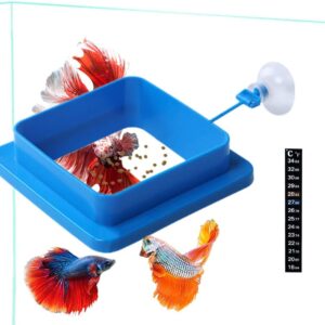 Fish Feeding Ring, Floating Food Feeder Thicken Square, Reduces Waste and Maintains Water Quality, for Flakes and Floating Fish Foods, for Guppy, Betta, Goldfish Etc