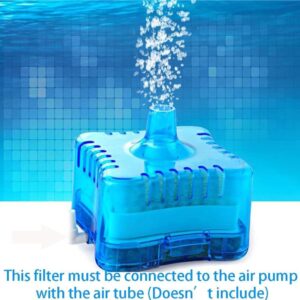 Fish Tank Filter Aquarium Sponge Filter Quiet Small for 1-20 Gallon Aquariums Detachable with Activated Carbon and Air Stone（Blue）