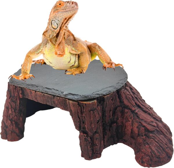 GXSDJ Bearded Dragon Basking Platform, Leopard Gecko Humid hide, Reptile Hide Cave with Heat Storage Slate Stone, Crested gecko Basking Rock, Hideout for Turtle ball pythons Lizard Snake Style B