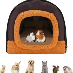 Guinea Pig Bed House Warm Hamster Rabbit Hideout Large Cave Cozy Hamster House with Removable Pad Soft Hideout Cage Winter Nest Accessories for Small Animal Pet Guinea Ferret Rats Hedgehog Chinchilla