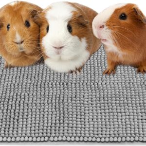 Guinea Pig Cage Liner Washable Rabbit Fleece Bedding Mats Reusable Small Animal Floor Pad for Pet/Bunny/Ferret (Grey)