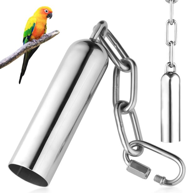 HPiano Stainless Steel Bell Toys For Parrots 2 pcs, Stainless Steel Bells Toy with Sweet Sound for Bird Parrot Macaw African Greys Cockatoo Parakeet Cockatiels