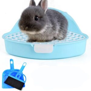 Hamiledyi Guinea Pig Litter Pet Toilet Potty Trainer Corner Pan Bedding Box for Small Animal Ferret Hamster Bunny Dwarf Rabbit(Blue)