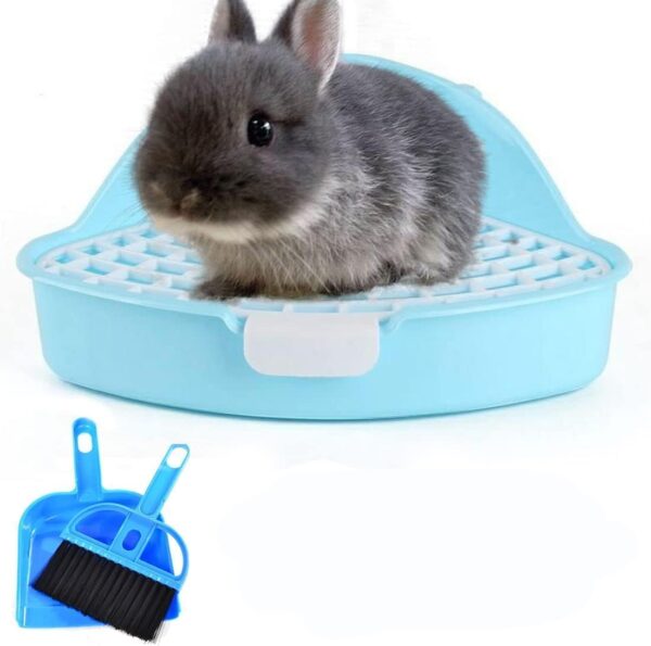 Hamiledyi Guinea Pig Litter Pet Toilet Potty Trainer Corner Pan Bedding Box for Small Animal Ferret Hamster Bunny Dwarf Rabbit(Blue)