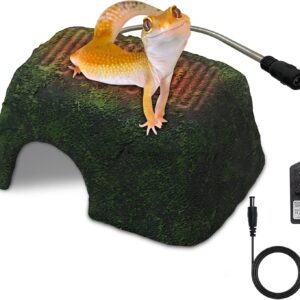 Heated Reptile Hides and Caves Resin Simulation Rock Bearded Dragon Cave Tank Decor Reptile Hideout Heating Hide for Lizards Tortoise Turtles Snake Gecko