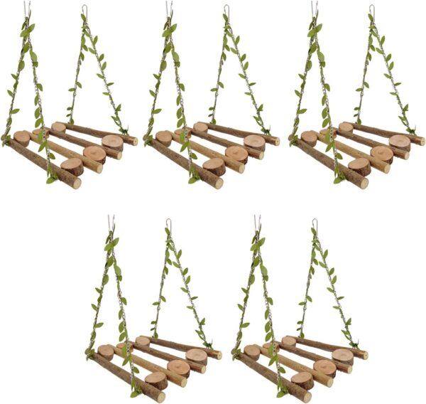 KACCDE 5pack Parrots Wood Birds Swing Reliability Chewable Bridge Birds Parakeets Toy Suitable For Various Bird Cages