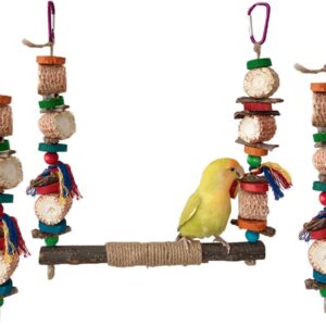 KACCDE Bird Swing Parrots Cage Toy Swing Set Wooden Corncob Training For Small Size Birds Parrots Playstand Set