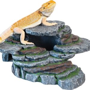 Magtara Cliff & Cave Hideout Rainforest Series - Reptile Ledge Hide, Basking Rock, Terrarium & Aquarium Decor, Decorative Resin for Lizards, Fish, Snakes, Amphibians, Small Animals