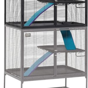 MidWest Deluxe Ferret Nation Add-On Unit Small Animal Cage Compatible with Critter Nation Models 161 & 162, Assembled Dimensions are 91.44L x63.5W x 63.5H Centimeters, Gray Quartz, Model 183