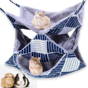 NICECONE 3 Layer Pet Cage Hammock, Small Animals Warm Plush Triple Bunkbed Cage Hanging Hammock Bed Cage Accessories Toy for Guinea Pig Sugar Glider Parrot Ferret Squirrel Hamster Rat