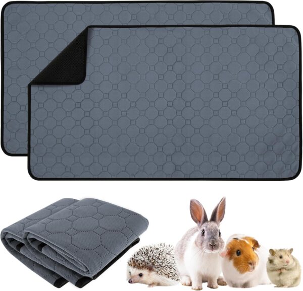 NIOIPXA Guinea Pig Cage Liner,2 Pack Reusable Guinea Pig Bedding,47''X24'' Fast and Super Absorbent Pet Pee Pad for Small Animals (Grey, 47X24 inch)